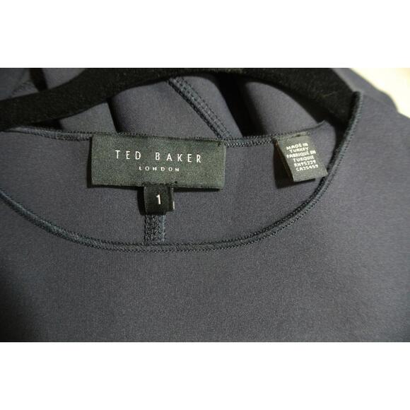 NEW, Ted Baker Cloudi Print Scuba Knit Body-Con Dress Navy Blue Size 1 #MD466 - Picture 9 of 10